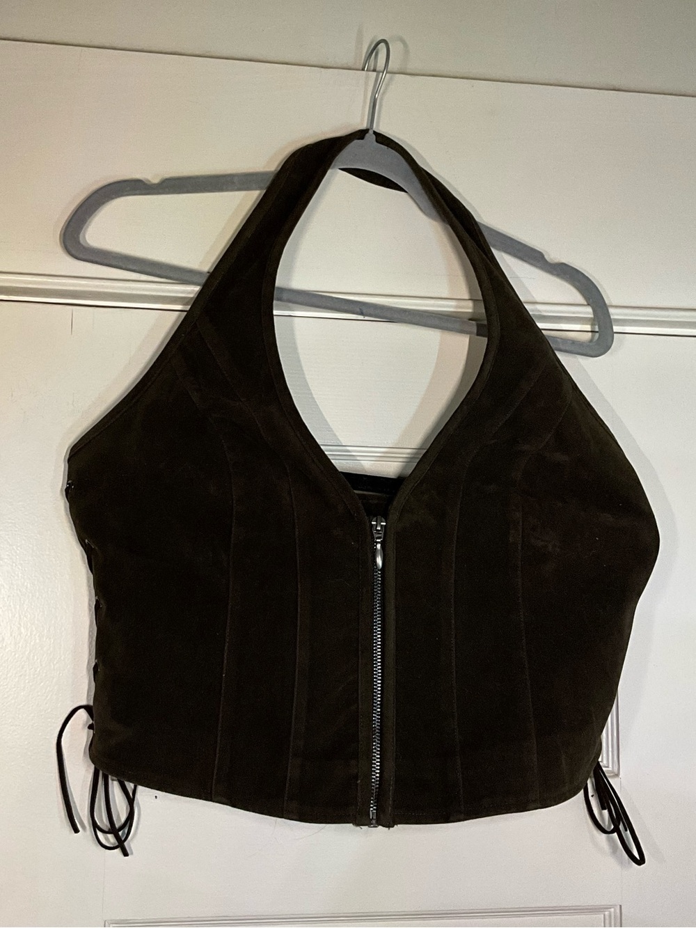 Silence + Noise Addison Faux Leather Zip Halter Vest Top